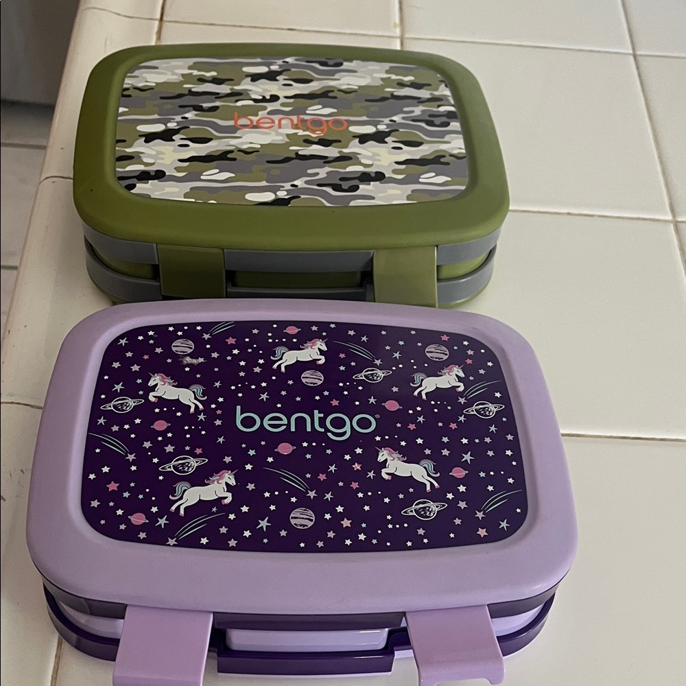 Bentgo Kids Lunch Box  - Green Camouflage or Purple Unicorn